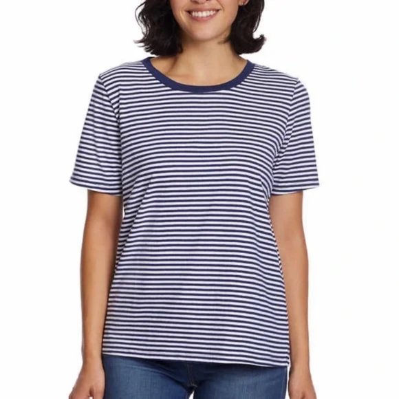 NWoT Ella Moss Womens 2 Pack Short Sleeve Blue Stripe Love Tee Size XS $40 9A166 - Picture 2 of 3